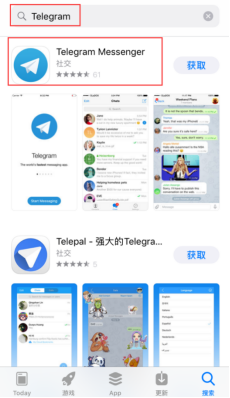 在APP Store 中搜索Telegram