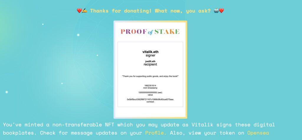 Gitcoin上如何捐赠ETH？获取V神新书《Proof of Stake》及NFT教程-第4张图片-腾赚网